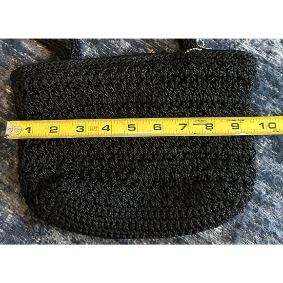 The Sak Crochet Mini Handbag Shoulder Purse Black Vintage Retro Granny Boho EUC - Picture 7 of 7